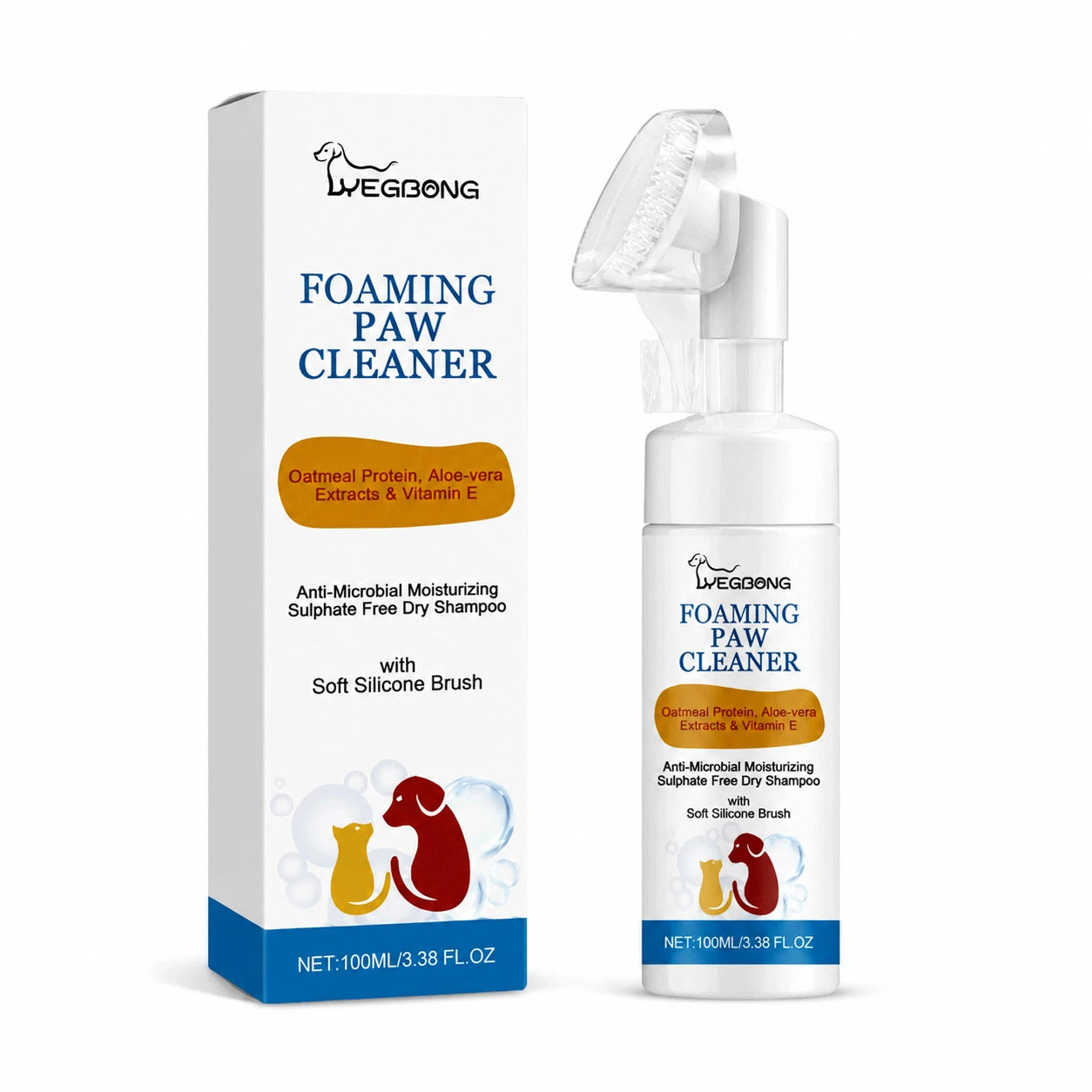 PawFoam™ – No-Rinse Paw Cleaner with Silicone Brush