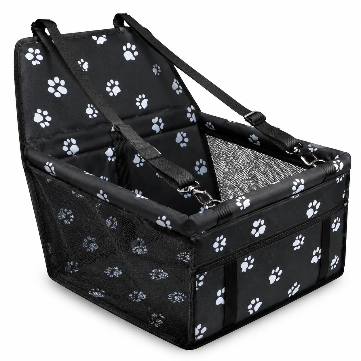 Dog Car Seat with Mesh Sides & Storage Pocket