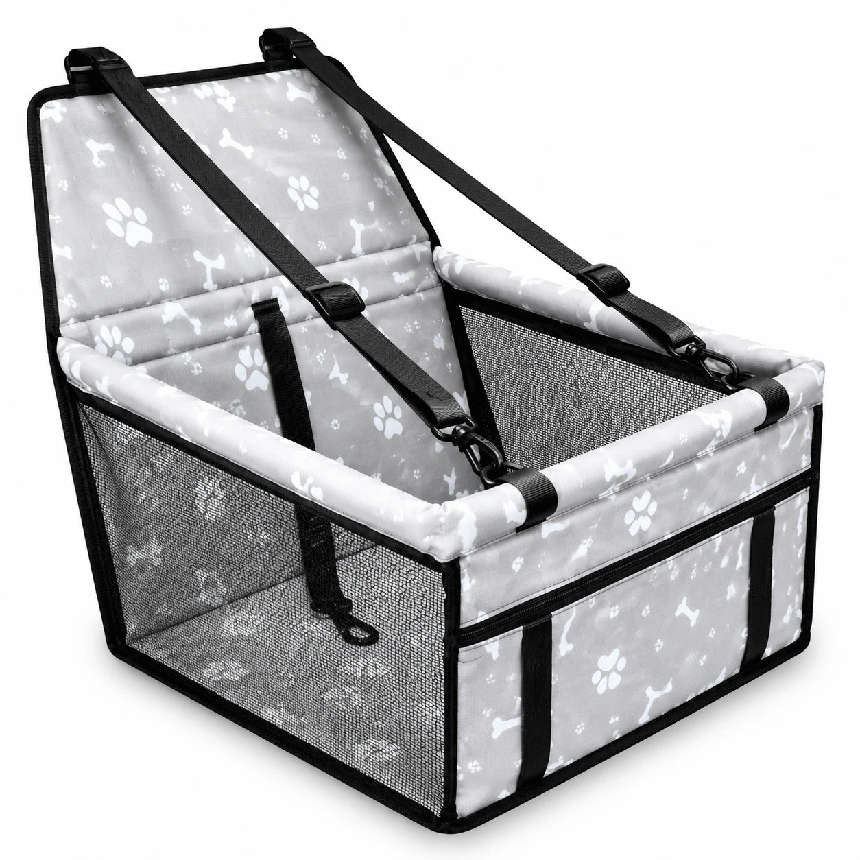 Dog Car Seat with Mesh Sides & Storage Pocket