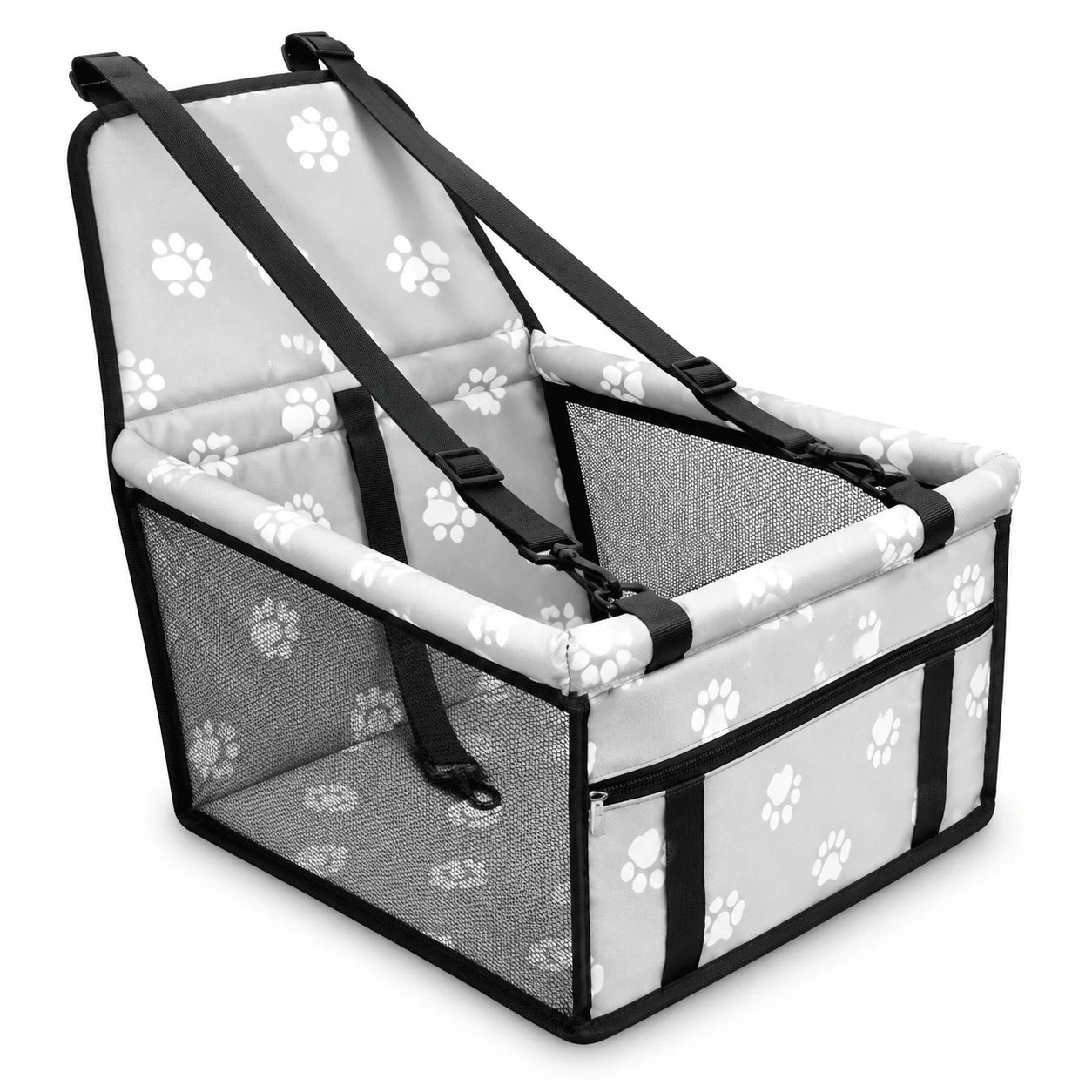 Dog Car Seat with Mesh Sides & Storage Pocket