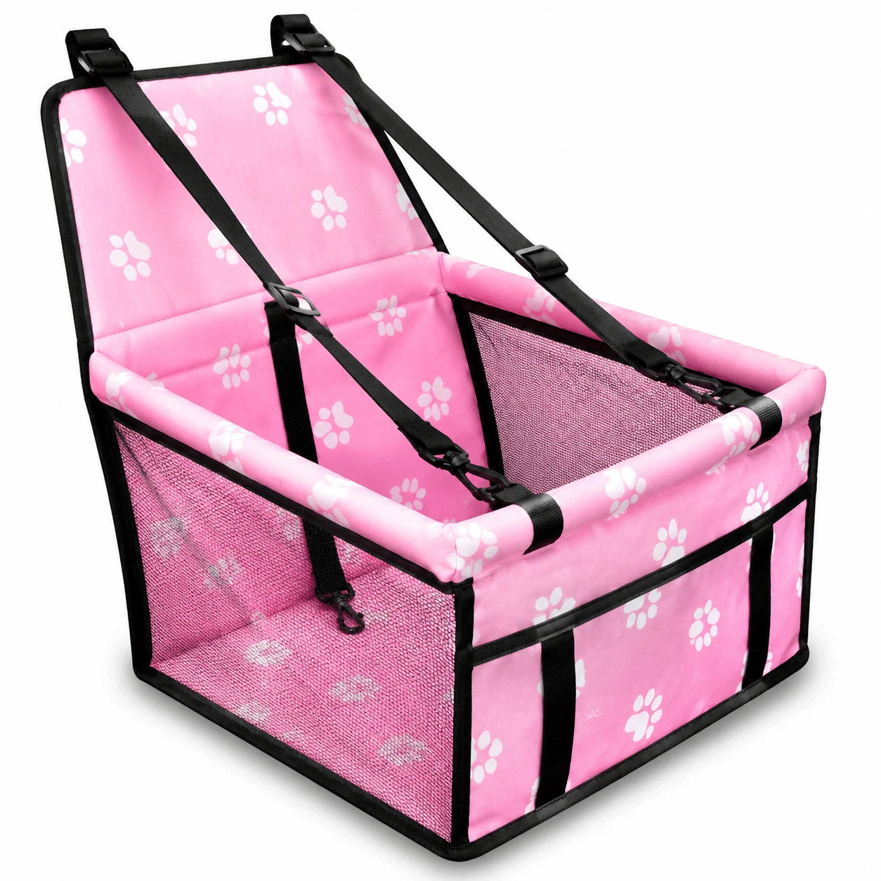 Dog Car Seat with Mesh Sides & Storage Pocket